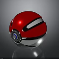 Red And Silver Poké Ball Design With Black Stripe And Blue Button