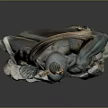 Intricate Mythological Sculpture Carving with Dynamic Twisted Body and Ornamental Details