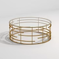 Modern Round Coffee Table With Gold Geometric Frame And Minimalist Design Elements 3d model
