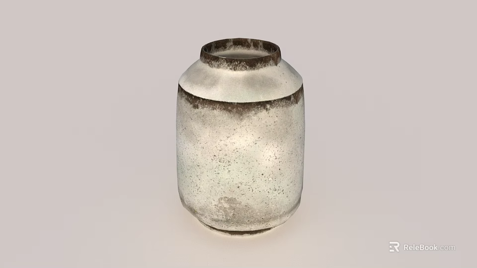 Ceramic Vessel With White Brown Glazed Finish Speckled Texture On Neutral Background 3d model 
