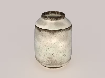 Ceramic Vessel With White Brown Glazed Finish Speckled Texture On Neutral Background 3d model
