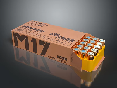 M117 12 Gauge Yellow Shotshells Neatly Arranged in Cardboard Box for Weapon Use 3d model