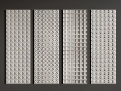 Textured White Wall Panels With Various Geometric Patterns For Interior Decor 3d model