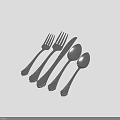 Silver Metal Cutlery Set with Elegant Handle Design Including Forks Knife and Spoons