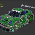 Green Race Car With Tooth Design Number 80 And Rear Wing Features