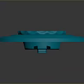 Blue Circular Object With Grooves And Holes On Dark Background