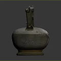 Ancient Ceramic Sculpture Carving With Twin Handles Decorative Ornament Top And Intricate Carved Patterns