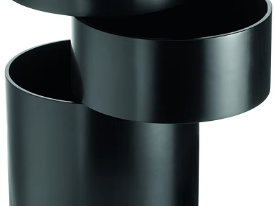 Modern Black Cylindrical Coffee Table With Stacked Circular Glossy Finish Design Elements 3d model