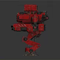 Red Mechanical Robot Character With Armored Structure And Heavy Machinery Design