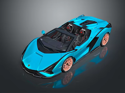 Sleek Blue Convertible Sports Car with Copper Wheels Open Top Luxury Performance 3d model