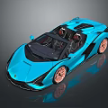 Sleek Blue Convertible Sports Car with Copper Wheels Open Top Luxury Performance