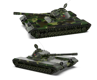 Green Camouflage Military Tanks With Cannon Tracks Turret And Side Views 3d model Green Camouflage Military Tanks With Cannon Tracks Turret And Side Views 3d model