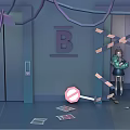 Reptile Near B Floor Elevator With Taped Door Scattered Papers And No Entry Sign