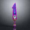 Fantasy Sword Design With Purple Blue Blade Glowing Gem And Intricate Hilt