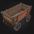 Vintage Wooden Cart With Four Wheels And Rustic Wooden Structure