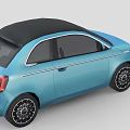 Blue Two Door Fiat Compact Car With Black Roof And Modern Design