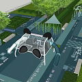Fun Panda Themed Playground in Residential Community with Trees Where Children Play and Parents Watch