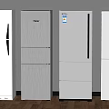 Multiple Haier Refrigerators With Different Door Designs White And Silver Arranged Against The Wall