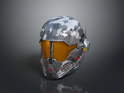 Tactical Weapon Helmet With Camouflage Design And Amber Visor For Military Operations 3d model