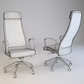 Ergonomic Black Mesh Back Office Chair With White Armrests And Silver Wheels 3d model