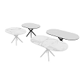 Modern Coffee Table With White X Shaped Legs And Marble Top