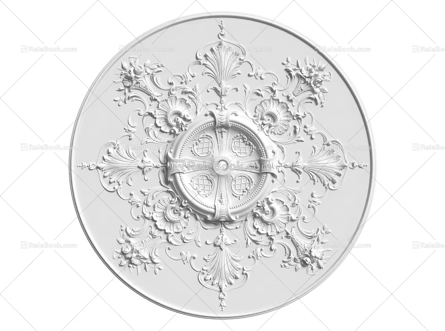 European-style lamp panel gypsum component carved 3d model