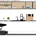 Modern Break Room Interior With Cabinets Tables Chairs And Coffee Machine