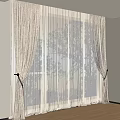 Beige Tied Curtains With Sheer Panels And Green Trees View In Bright Room
