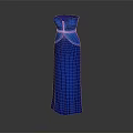 Elegant Blue Strapless Evening Dress With Satin Fabric And Belted Waist Design