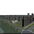 Aerial View Planning of Modern Urban Residential Area With High Rise Buildings And Green Spaces