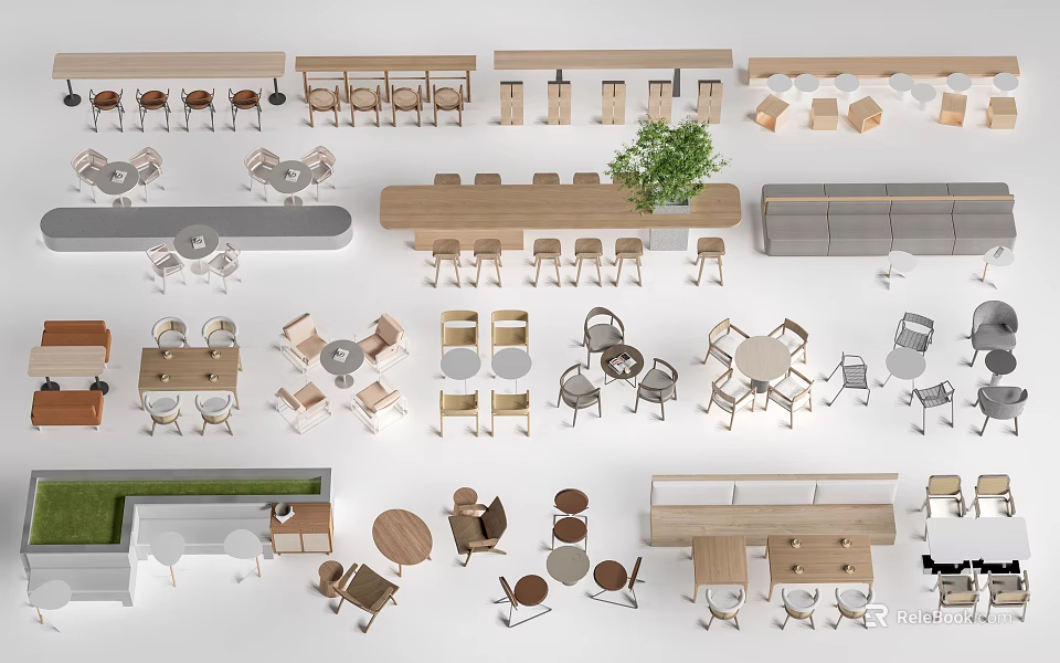 Modern Dining Table Designs With Wooden Chairs And Various Interior Styles 3d model