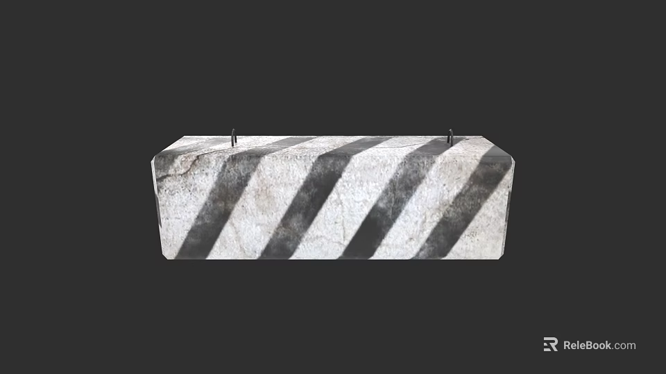Car Safety Road Barrier With Black And White Striped Concrete Block Structure 3d model 