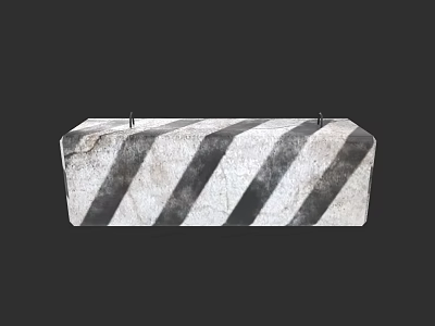 Car Safety Road Barrier With Black And White Striped Concrete Block Structure 3d model