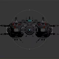 Two Futuristic Cosmic Spaceships With Sci Fi Design And Red Black Details