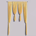 Yellow Pleated Curtain with Draped Design Tassel Ornaments for Home Window Decoration