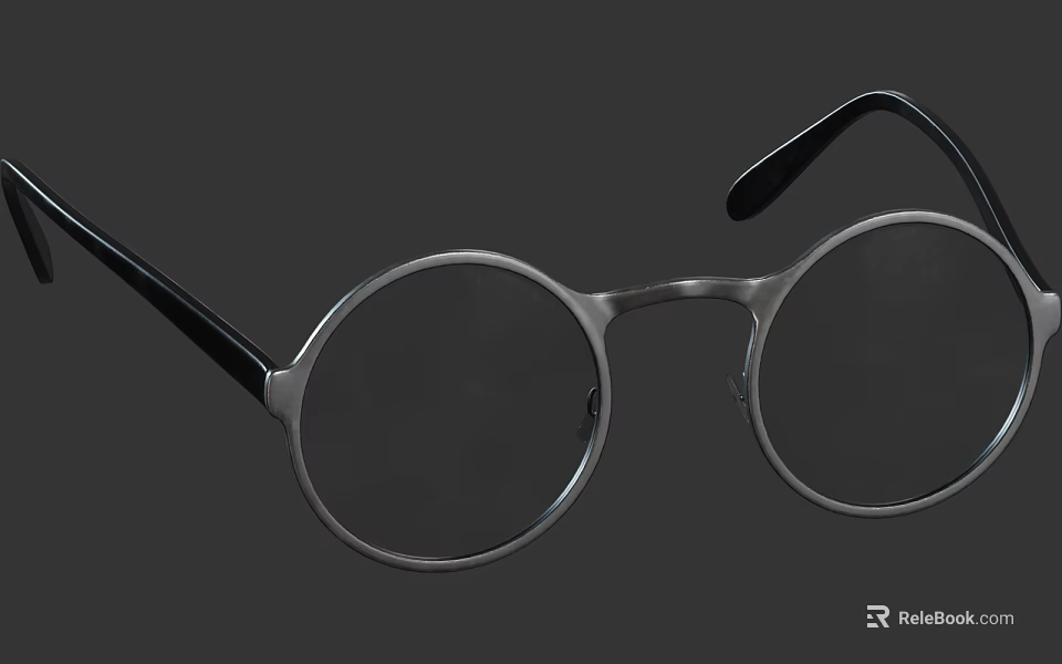 Stylish Round Lens Glasses With Metal Frame And Black Temples For Daily Use 3d model 
