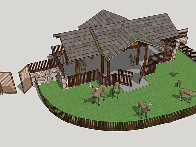 New Chinese-style Cage Deer Garden 3d model