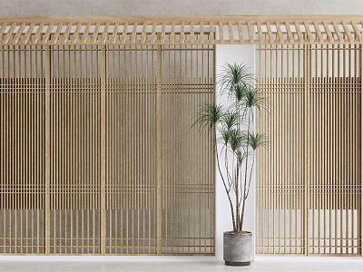 Japanese-style sliding door grille door model