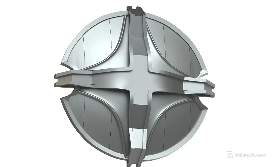 Metallic Circular Weapon Component With Cross Shaped Structure And Protective Design 3d model