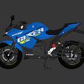Blue Modern Motorcycle With Sleek Body Black Seat And Alloy Wheels