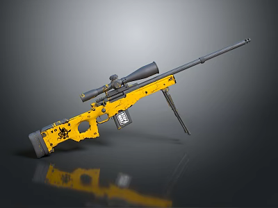 Yellow Tactical Sniper Rifle With Precision Scope And Modern Design 3d model