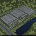 Industrial Factory Complex Phase II in Bonded Zone With Multiple Buildings Greenery Roads and River