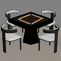 Modern Mahjong Entertainment Table With Square Top And Four Black White Chairs