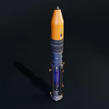 Commercial Rocket Equipment With Orange Top Silver Body And Blue Structural Components