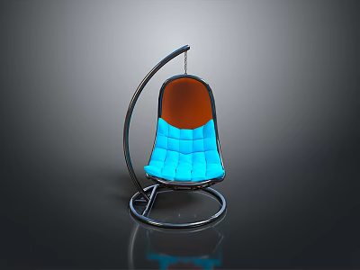 Modern Lounge Chair Featuring Metal Frame And Blue Orange Cushion For Stylish Seating 3d model