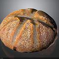 Fresh Golden Orange Round Bread with Cross Pattern and Sesame Seeds
