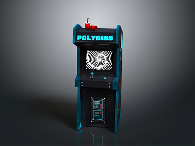 POLYBIUS Arcade Machine Interior With Red Cup Circular Screen Control Buttons And Coin Slot 3d model