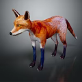 Realistic Red Fox 3D Render With Orange White Fur And Blue Legs Standing Pose