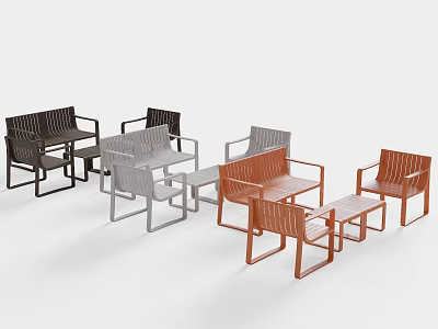 Outdoor Chairs With Matching Tables In Multiple Colors For Patio Furniture 3d model