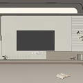 Minimalist Modern TV Background Wall with Flat Screen TV Vertical Decorative Panels and Floor Lamp